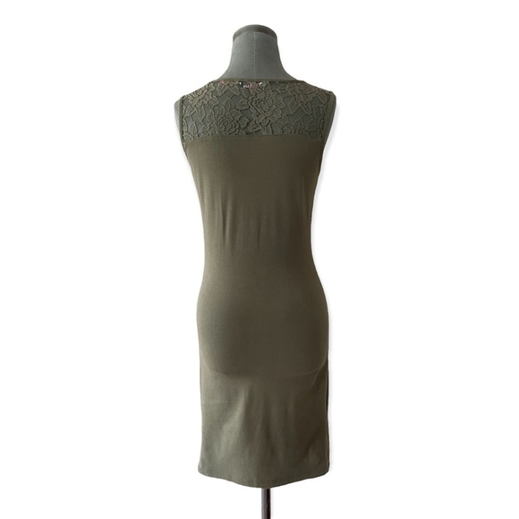 Women’s Dress SUPERDRY Green Lace Trim Dress Sleeveless Bodycon Midi Dress - Picture 5 of 11